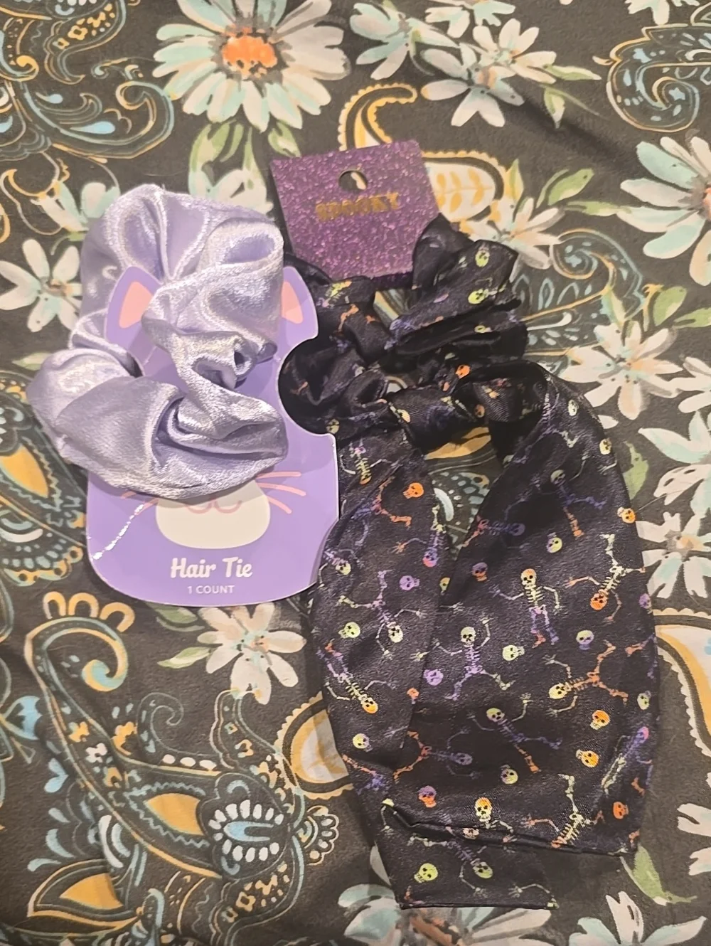 ❤️10/$10 New Kids Satin Scrunchie Hair Ties Pack - Purple and Black